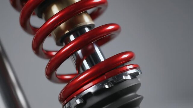 Red Shock Absorber Component in Close Up Detail