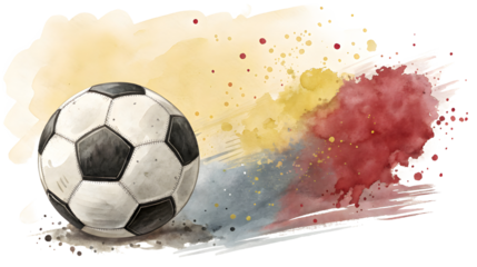 Soccer ball with german flag color splash isolated on a white or transparent background.
