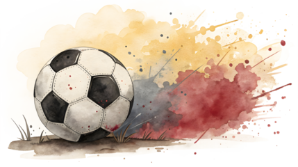 Soccer ball with german flag color splash isolated on a white or transparent background.
