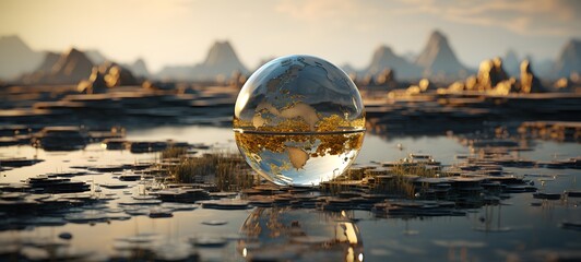 realistic photo of a glossy atlas and earth,generative AI