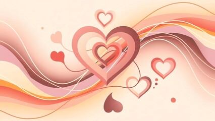 Heart shapes with flowing lines and abstract design