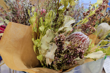 Colorful Dried Flower Arrangement for Interior Decoration