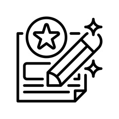 Review Writing Line Icon, Outline Symbol for Content Composition, Drafting Feedback, Evaluation Documentation, Input Form, and Experience Logging. Vector Sign Icon.