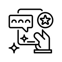Mobile Feedback Line Icon, Outline Symbol for App Evaluation, Smartphone Survey, Cellular Response, Digital Interaction, and Portable Rating. Vector Sign Icon.