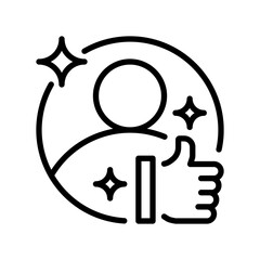 Recommendation Line Icon, Outline Symbol for Personal Referral, Suggested Service, Endorsement Advice, Quality Tip, and Selection Guidance. Vector Sign Icon.