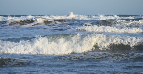 Fototapeta premium ocean coast and waves and sky, 