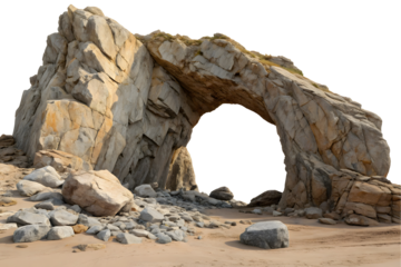 Stone formation arc gate isolated on a white or transparent background.
