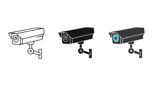 Cctv camera icons in different styles