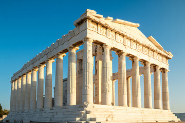 Fototapeta premium Parthenon temple architecture ruins against blue sky