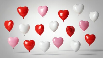 Red pink and white heart balloons