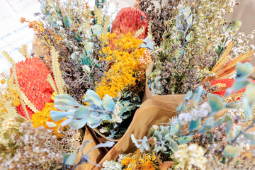 Colorful Dried Flower Arrangement for Interior Decoration