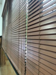 Abstract Pattern of Wooden Blinds and Light Lines
