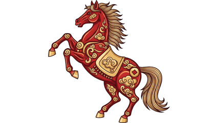 Classical Chinese carving ornamental style luxury Chinese New Year horse vector, premium look