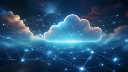 Modern cloud computing infrastructure with an interconnected global data network, illustrating digital technology, secure online services, and future connectivity - Powered by Adobe