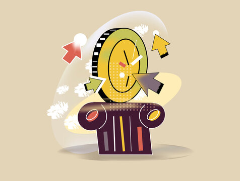 Coin with cursor arrows, online investment and finance concept