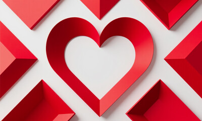 Abstract red geometric shapes arranged symmetrically on white background premium valentine branding  Generative AI