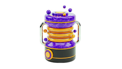 Stylized 3D Battery Icon with Orbs
