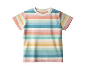 A pastel striped t-shirt on a transparent background