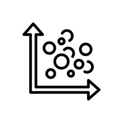 Scatter Plot Line Icon, Outline Symbol for Data Distribution, Statistical Correlation, Variable Research, Scientific Analysis, and Pattern Visualization. Vector Sign Icon.