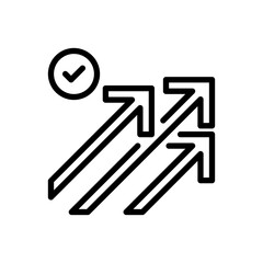 Growth Arrow Line Icon, Outline Symbol for Business Success, Financial Profit, Performance Increase, Positive Trend, and Strategic Development. Vector Sign Icon.