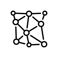 Network Nodes Line Icon, Outline Symbol for Connectivity Link, System Infrastructure, Node Distribution, Structural Communication, and Mesh Networking. Vector Sign Icon.