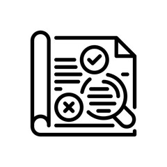Log Analysis Line Icon, Outline Symbol for System Monitoring, Activity Tracking, Error Debugging, Audit Review, and Diagnostic Reporting. Vector Sign Icon.