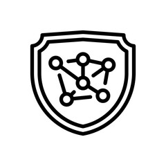 Data Shield Line Icon, Outline Symbol for Privacy Protection, Cyber Safety, Information Security, Digital Defense, and Secure Storage. Vector Sign Icon.