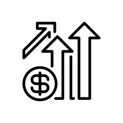 Revenue Analysis Line Icon, Outline Symbol for Financial Monitoring, Profit Tracking, Business Income, Money Assessment, and Budget Evaluation. Vector Sign Icon.