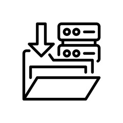 Export Data Line Icon, Outline Symbol for Information Transfer, File Sharing, Database Migration, Output Processing, and Backup Deployment. Vector Sign Icon.
