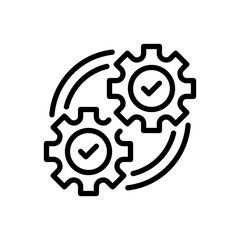Data Processing Line Icon, Outline Symbol for Workflow Transformation, Computing Automation, Machine Calculation, Information Management, and System Operation. Vector Sign Icon.