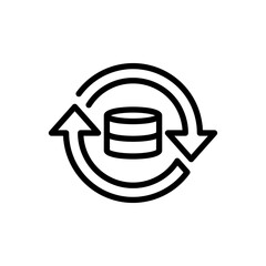 Data Synchronization Line Icon, Outline Symbol for Update Matching, Cloud Refresh, System Backup, Seamless Connection, and Continuity Management. Vector Sign Icon.