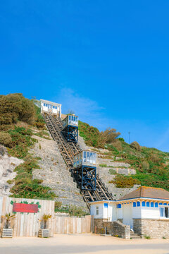 Cable Cars Ascend Steep Hill Bournemouth Seaside Town