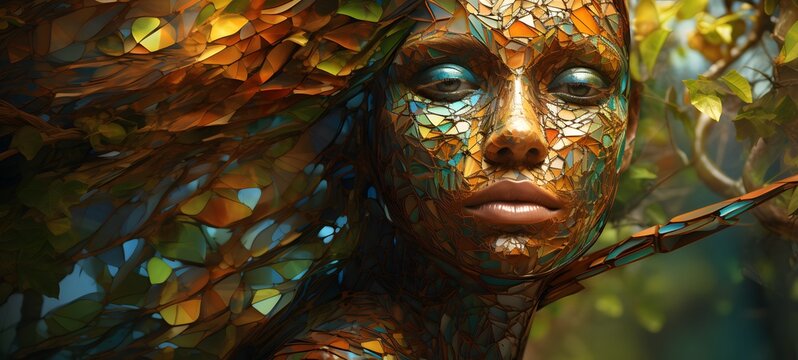 realistic photo of a glossy dryad ,generative AI
