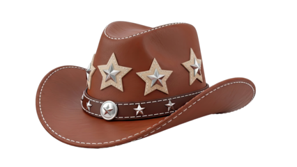 Brown Cowboy Hat with Star Embellishments