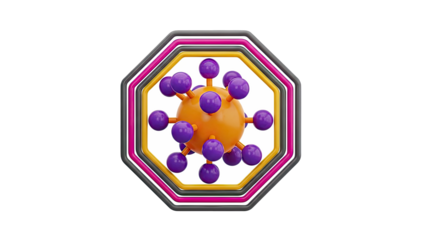 3D Molecular Model with Octagonal Border