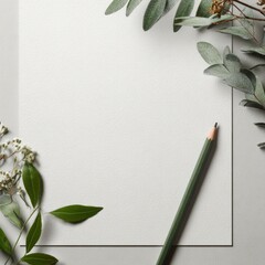letterhead scene with minimal greenery and pencil