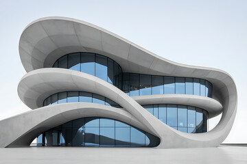 Fototapeta premium Modern Building with Curved Glass Exterior