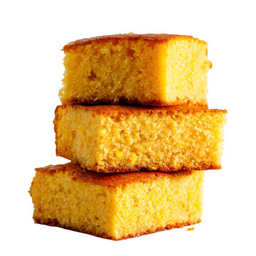 Cornbread on white background