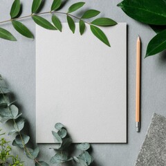 letterhead scene with minimal greenery and pencil