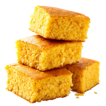 Cornbread on white background