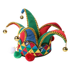 Luxury Velvet Jester Hat with Golden Bells, Transparency for Costume Concepts