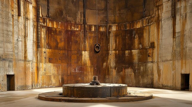 hydrologic. Massive steel caisson supported by jacks in an industrial dry dock setting. safety posters, maintenance manuals, designed for precision metalworking and fabrication facilities.