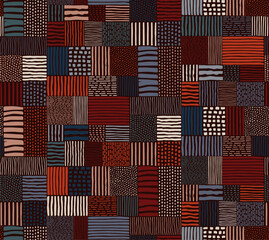 Line Doodle Seamless Pattern 89 - Patch Doodles - Clay Mosaic