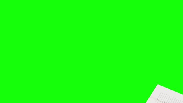Paper airplane swept by brush wind transition on green screen background