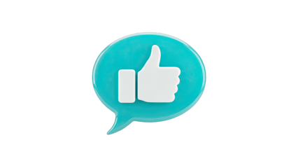 3D Thumbs Up Icon in a Speech Bubble on transparent background