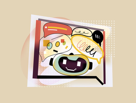 Online chat with people and bot, digital communication and messages