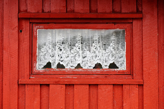 Net curtain behind window