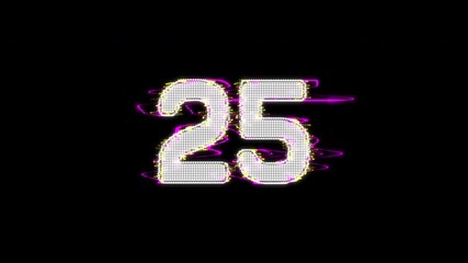 30 Second Countdown Glitch Animation. Electric Neon Glowing Timer for Modern Channel Start Screens
