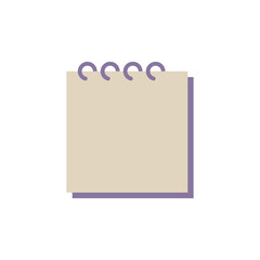 Minimalist flat design sticky note illustration in soft colors, featuring a blank sheet and spiral top for notes and organizational tasks