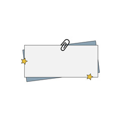 A blank sticky note held by a paperclip with small star accents, ready for your important messages and reminders